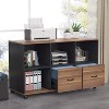 Tribesigns 43-inch Mobile Lateral File Cabinet With 2 Drawers & Open Shelves - Rolling Office Storage, Light Grey