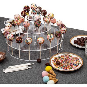 Hachikiko 3 Tier 30 Hole Clear Acrylic Cake Pop Stand, Lollipop Holder for Weddings, Birthdays, Parties, Holidays - 1 of 4