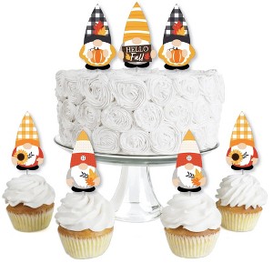 Big Dot of Happiness Fall Gnomes - Dessert Cupcake Toppers - Autumn Harvest Party Clear Treat Picks - Set of 24 - 1 of 4
