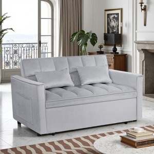 Racxily Modern 2-Seater Sofa, 54" Pull-Out Sleeper Sofa Bed for Living Room, Light Grey - 1 of 4