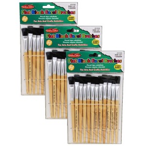 Charles Leonard Flat Black Easel Brushes, 0.50 inch, Natural Handles, Black Bristles - Case of 3 - 12 pcs - 1 of 1