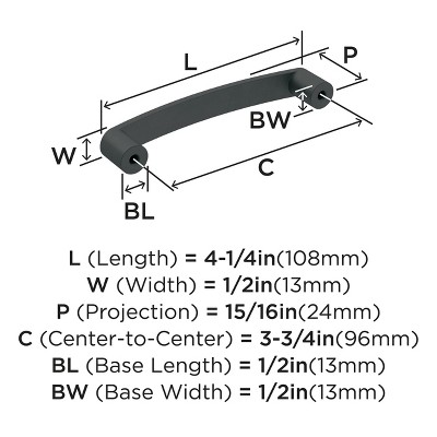Amerock Rift 3-3/4 inch (96mm) Center-to-Center Matte Black Cabinet Pull
