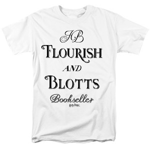 Harry Potter Flourish And Blotts Adult T-Shirt White - 1 of 4