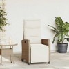 vidaXL Reclining Patio Chair Set - Poly Rattan Beige Lounger with Adjustable Backrest and Foldable Side Table for Garden - 2 of 4