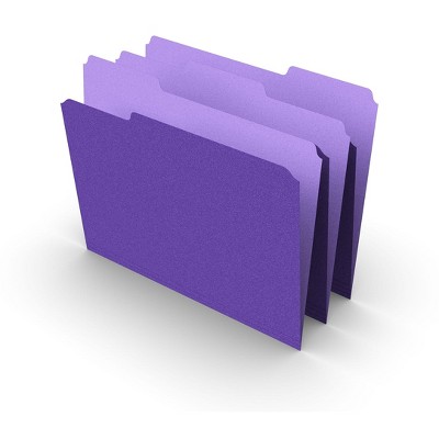 MyOfficeInnovations Colored Top-Tab File Folders 3 Tab Purple Letter Size 100/Pack 535559