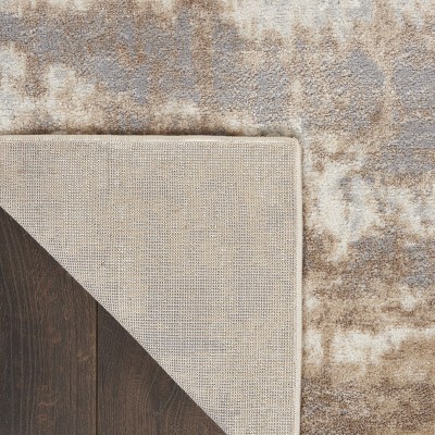 Modern Abstract Gray Synthetic 9' x 12' Easy-Care Area Rug