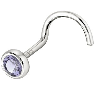 Jewelry Avalanche 22G 14K Gold Bezel-set Tanzanite Nose Screw Nose Stud - 1 of 3