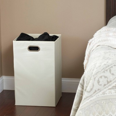 White Collapsible Laundry Hamper with Grommet Handles