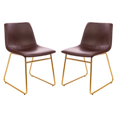 Set of 2 Faux Leather Bucket Seat Dining Chairs with Frame - Merrick Lane