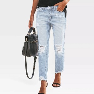 Womens Jeans Mid Waisted Ripped Straight Ankle Jeans for Women Trendy 2025 Summer Casual Denim Pants Denim Trousers - 1 of 4