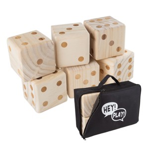 Toy Time Giant Wooden Yard Dice Set - 6 Outdoor Dice with Zippered Carrying Case - 1 of 4