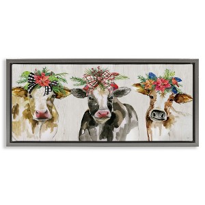 Stupell Industries Three Cows Seasonal Floral Crowns Floating Frame Canvas Art - 1 of 4