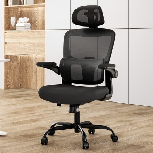 GlasFlength Task and Office Chairs with Support Armrest，Ergonomic, Adjustable，Computer Chair and Gaming Chair, Black, 25.59"*16.14"*47.24" - 1 of 4