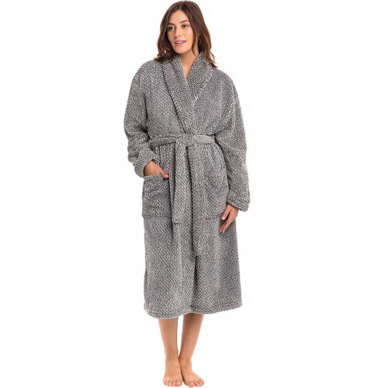 ADR Women's Fuzzy Plush Fleece Robe, Warm Soft Bathrobe for Her, 4 of 7