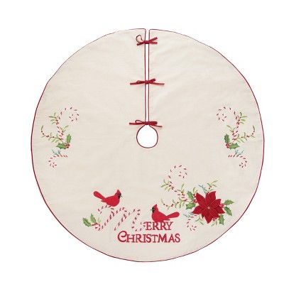 C&F Home Cardinal Cane Embroidered Christmas Tree Skirt