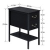 VECELO Modern Side Table Wooden Rectangle Nightstand Set with Double-drawer and Open Shelf - 3 of 4