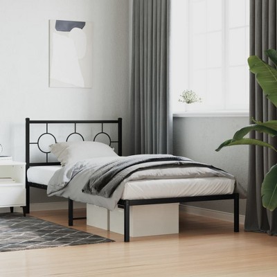 VidaXL Metal Bed Frame with Headboard Black 39.4 in.x78.7 in.
