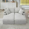 Convertible Sectional Sofas Compressible Double Chaise Lounge with Cupholders ¨C No Assembly Required, Fluffy Modern Sleeper Loveseat for Living Room - 4 of 4