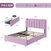 TackView Bed Frame with Storage Headboard,Boucle Upholstered Platform Bed with 2 Drawers, Chic Wavy Headboard with Bookcase, No Box Spring Needed - 3 of 4