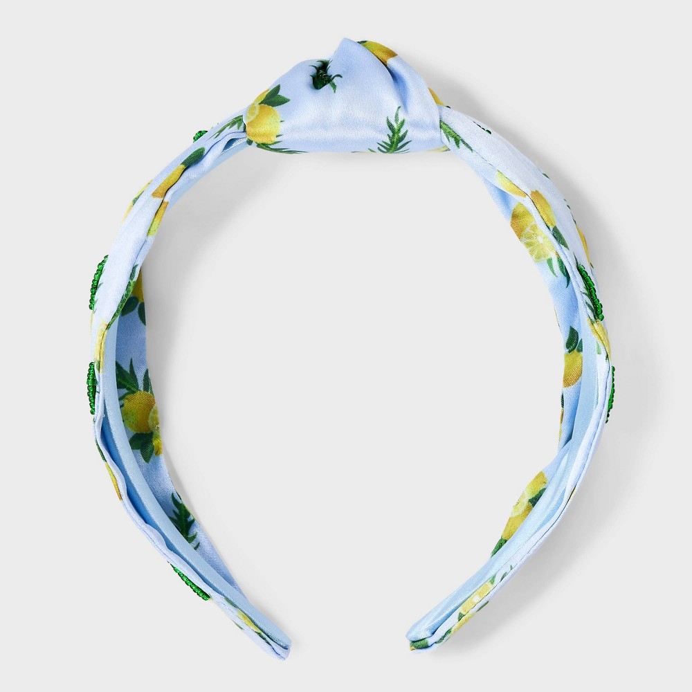 Top Knot Headband with Lemons - A New Day™ Blue/Yellow: Fashion Accessory, Recycled Polyester, Food Pattern
