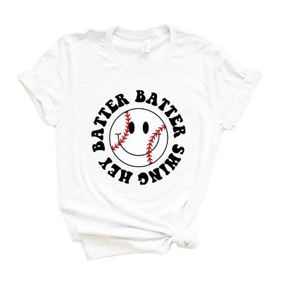 Simply Sage Market Women's Hey Batter Batter Smiley Face Short Sleeve Graphic Tee