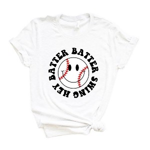 Simply Sage Market Women's Hey Batter Batter Smiley Face Short Sleeve Graphic Tee - 1 of 4