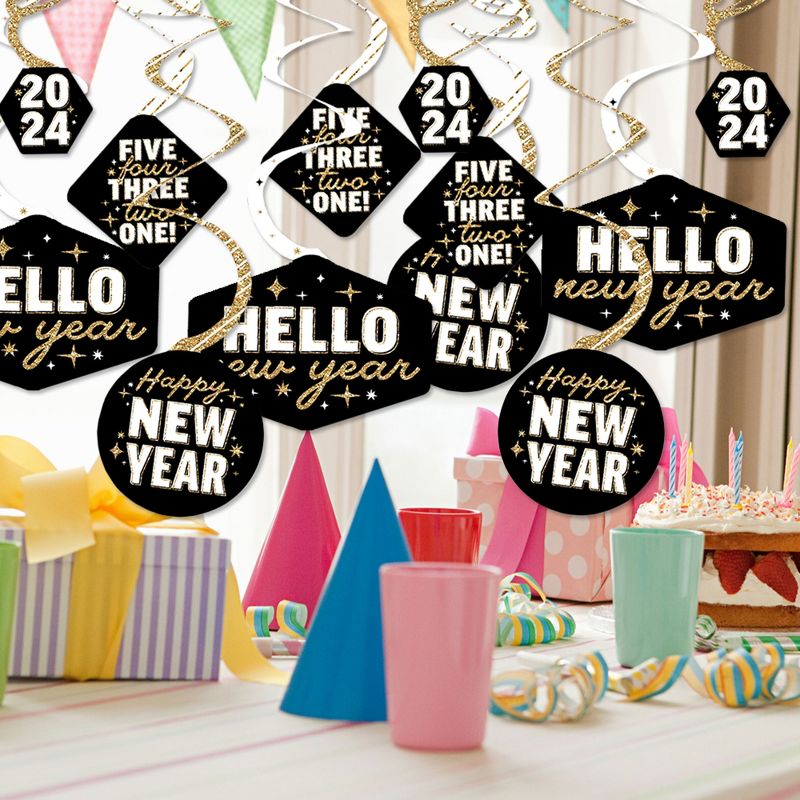 Big Dot of Happiness Hello New Year - 2024 NYE Party Hanging Decor - Party Decoration Swirls - Set of 40, 2 of 9