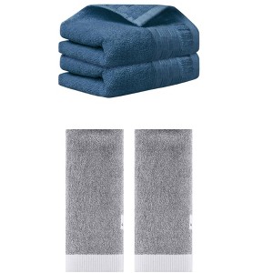 REGALWOVEN 4 Pcs Solid Soft Absorbent Hand Towel Set for Bathroom, Camping, Gym - 1 of 4