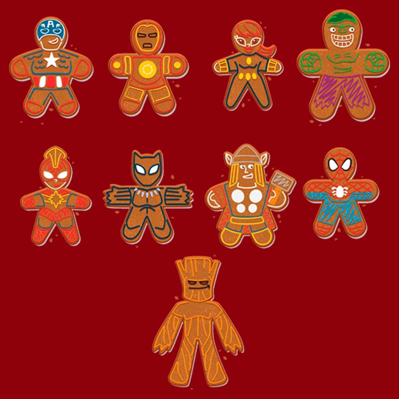 Men's Marvel Christmas Gingerbread Cookie Avengers T-Shirt, 2 of 6