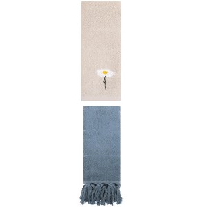 REGALWOVEN 2 Packs Cotton Soft Absorbent Floral Pattern and Solid Hand Towel - 1 of 4