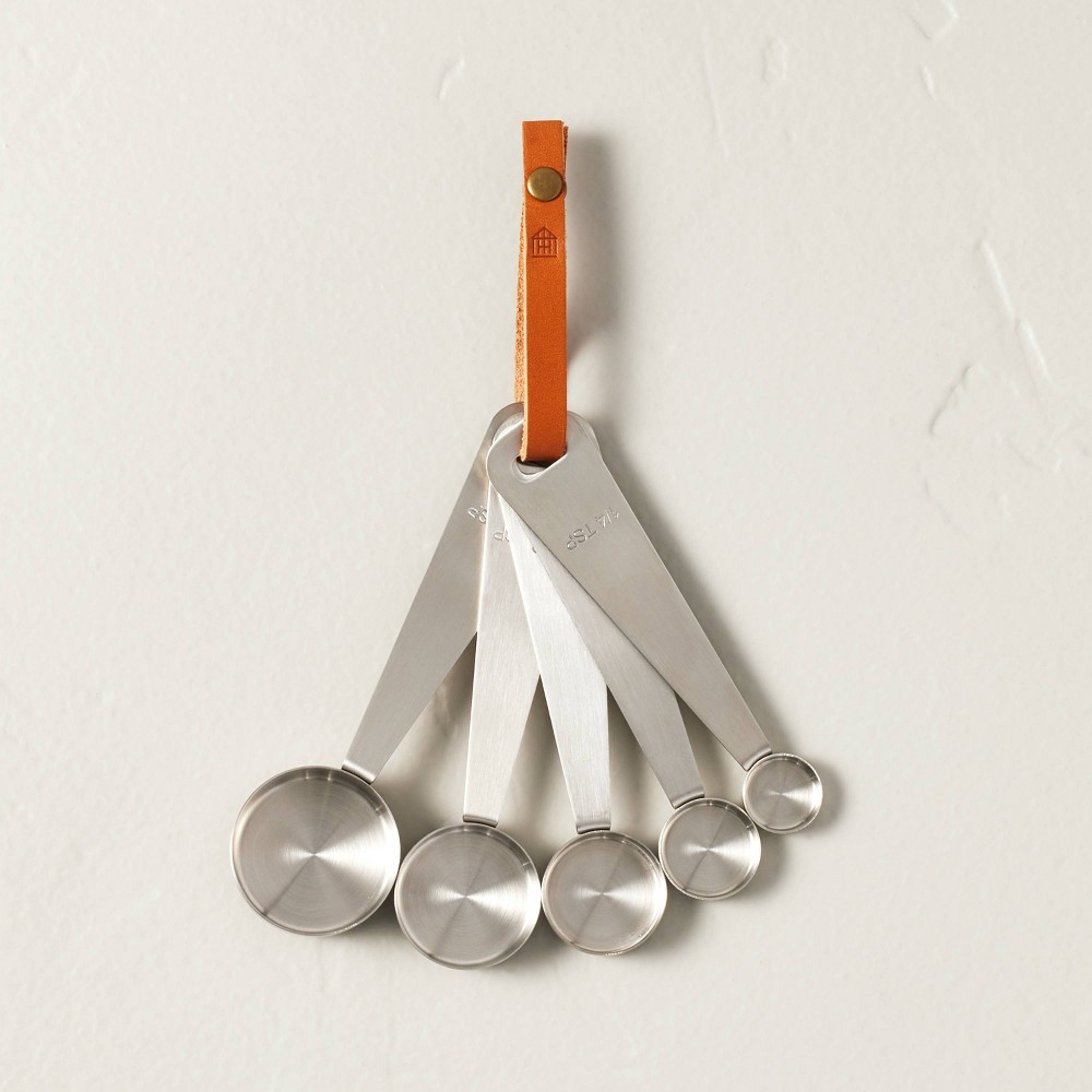 Photos - Other Accessories 5pc Measuring Spoon Set Vintage Silver Finish - Hearth & Hand™ with Magnol