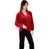 Anna-Kaci Women's Velvet Blouse with V-Neck and Button Detail - 3 of 4