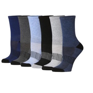 Tipi Toe Womens 6 Pack Charcoal Sky Spectrum Colors Pattern Athletic Breathable Crew Socks for Running & Sports Activities - 1 of 2