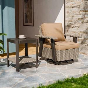 EAGLE PEAK Classic 2-Piece Patio Bistro Set with Swivel Rocker Chair and Side Table, 360° Swivel Wicker Outdoor Furniture - 1 of 4