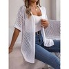 Women's Crochet Lightweight Cardigan Short Sleeve Boho Casual Open Front Sweater Tops - 2 of 4