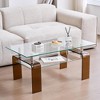 QingMoon Tempered Glass Coffee Table, 2-Tier Storage Center Coffee Table for Living Room and Office - 2 of 4