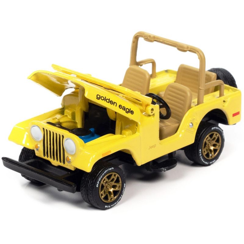 Jeep CJ-5 Yellow w/ Golden Eagle Graphics Classic Gold Collection Ltd Ed to 7418 pcs 1/64 Diecast Model Car by Johnny Lightning, 3 of 4