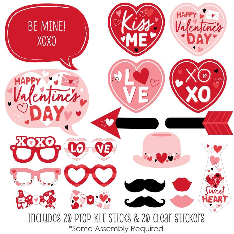 Big Dot of Happiness Happy Valentine's Day - Valentine Hearts Party Photo Booth Props Kit - 20 Count, 2 of 7