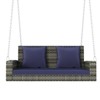 DSVIMOY 2-Person Hanging Porch Swing with Chains, Cushion, Pillow, Swing Bench for Garden, Backyard, Pond, Gray&Blue, 50"*22.4"*20.5" - 4 of 4
