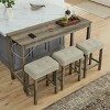 4 Piece 59" Counter Height Bar Table Set with Power Outlet and 3 Upholstered Stools, Dining Table and Chair Set for Kitchen-Maison Boucle - 2 of 4