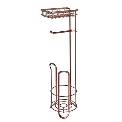 mDesign Metal Toilet Paper Holder Dispenser, Storage Shelf - Venetian Bronze
