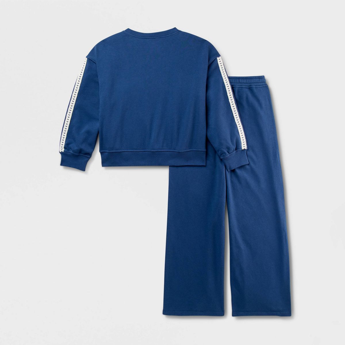 Girls' Adaptive French Terry Sweatshirt and Pants Set - Cat & Jack™ Blue - thumbnail 2