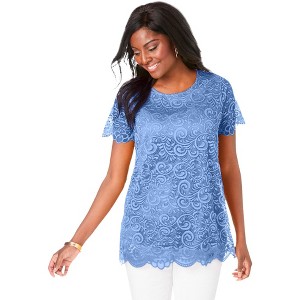 Jessica London Women's Plus Size Stretch Lace Tunic - 1 of 4