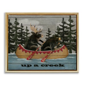 Stupell Industries Up A Creek Woodland Cabin Canoe Floating Frame Canvas Art - 1 of 4