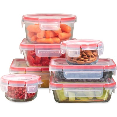 7-Pack Glass Food Storage Containers Set (1,2,4 Cup) with Airtight Locking Lids