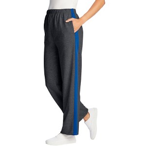 Woman Within Plus Size Petite Side Stripe Cotton French Terry Straight-Leg Pant - 1 of 4