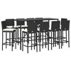 vidaXL Patio Bar Set Outdoor Table and Chair Set with Cushions Poly Rattan - 70.9" Table Length Black 10-Piece - 3 of 4