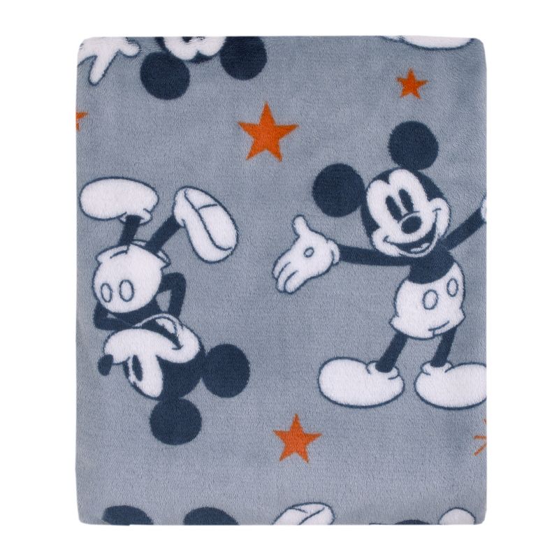 Disney Mickey Mouse Gray, Navy, White and Red Stars Super Soft Baby Blanket, 1 of 8