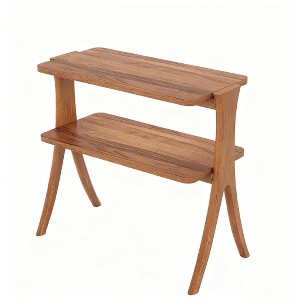 Gulches 2-Tier Narrow Side Table Walnut Wood-Grain, Herringbone Legs, 25.2”W×11.8”D×26.4”H, Sturdy Engineered Wood, Easy Assembly - 1 of 3