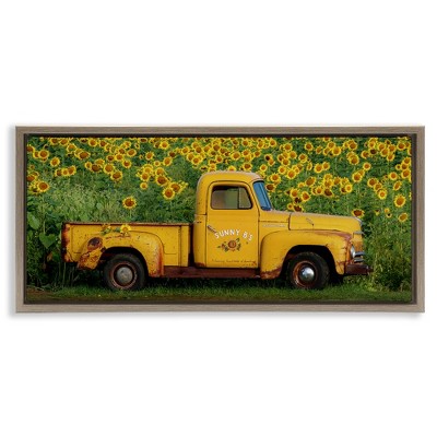 Stupell Industries Yellow Pickup in Sunflower Field, 31" x 14"